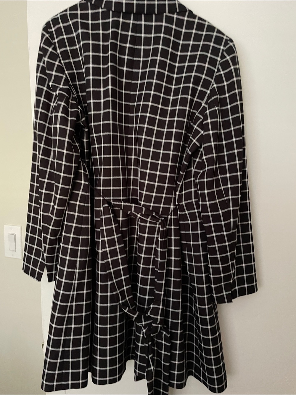 Le Suit Black Windowpane Blazer Coat - Picture 4 of 5